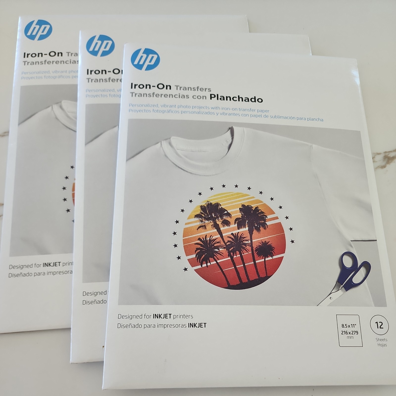 HP Inkjet Iron-on Transfers – 12 Sheets – 8-1/2″ x 11″ lot of 3