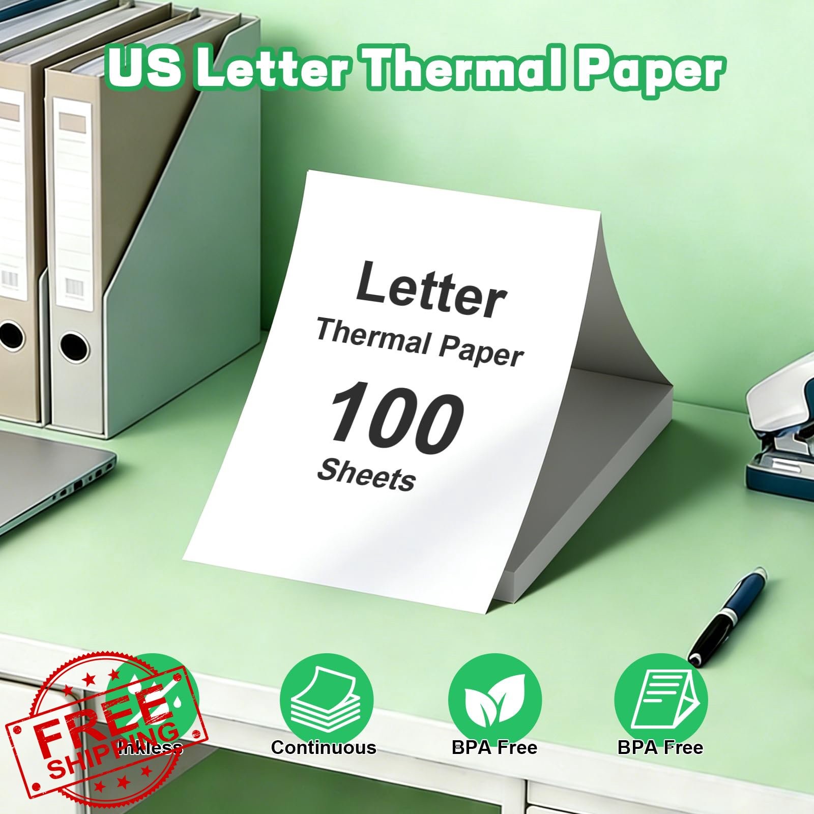 NDYIN Thermal Printer Paper 8.5x11in 100 Sheets