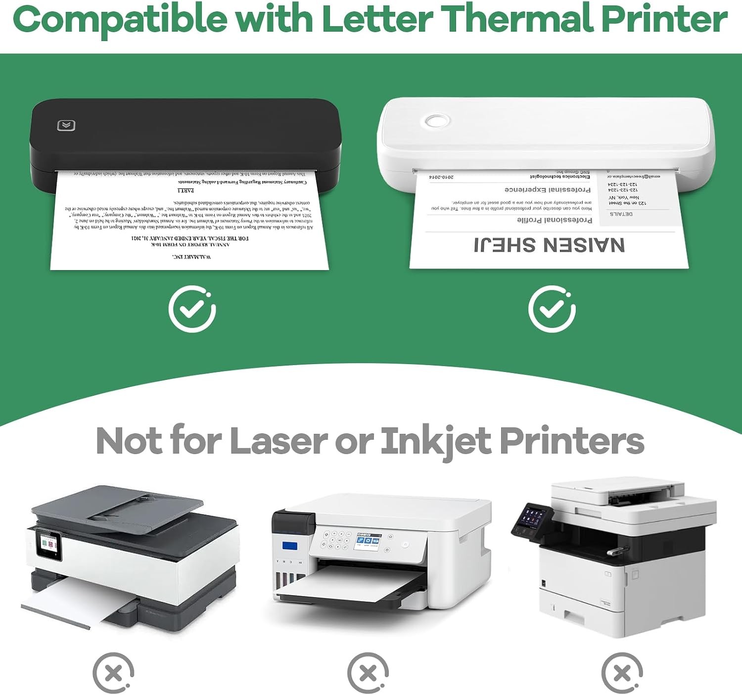 25 Rolls 8.5×11 Thermal Printer Paper Letter Size BPA Free 650 Sheets