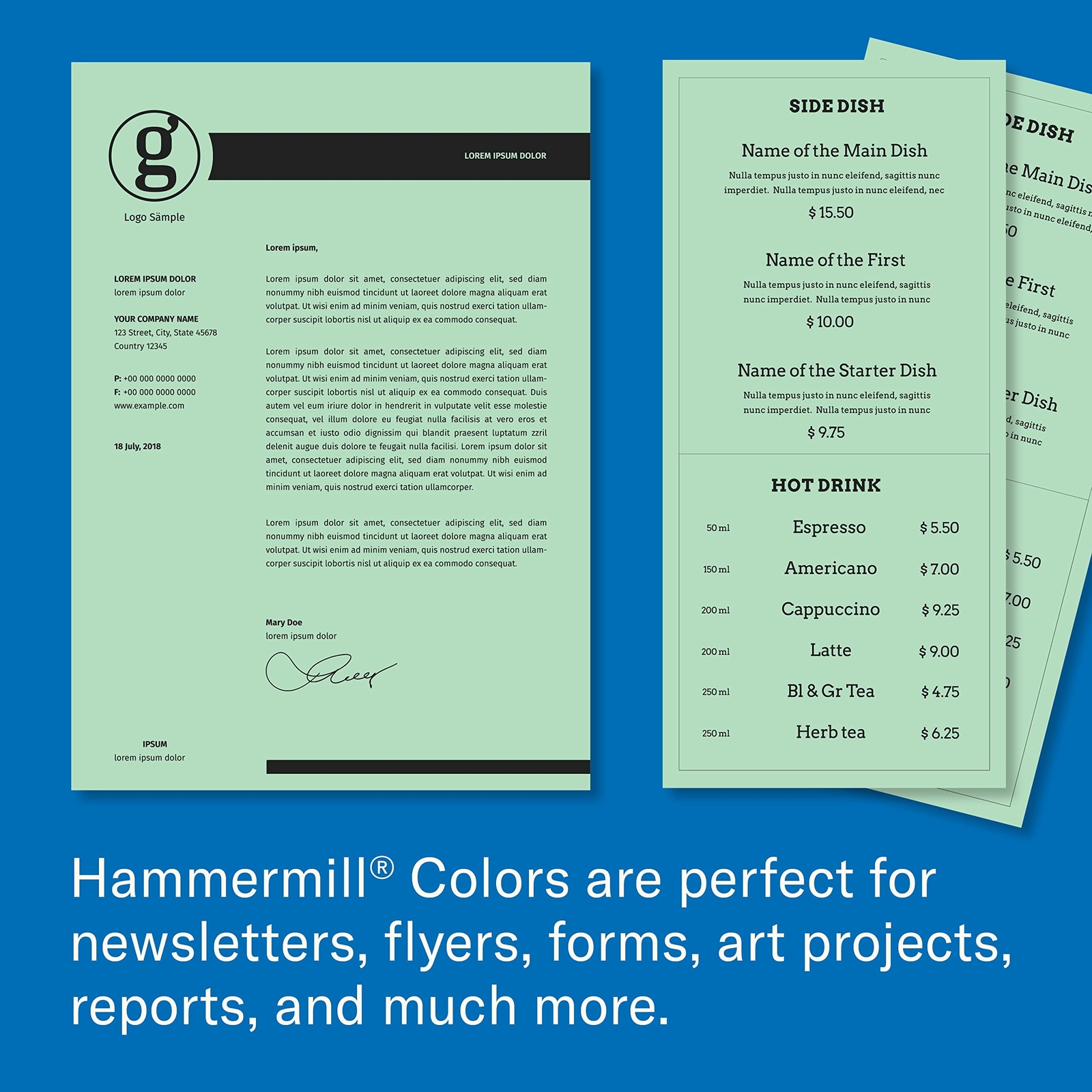 Hammermill Colored Paper, 20 lb Green Printer Paper, 8.5 x 11-1 Ream (500 She…