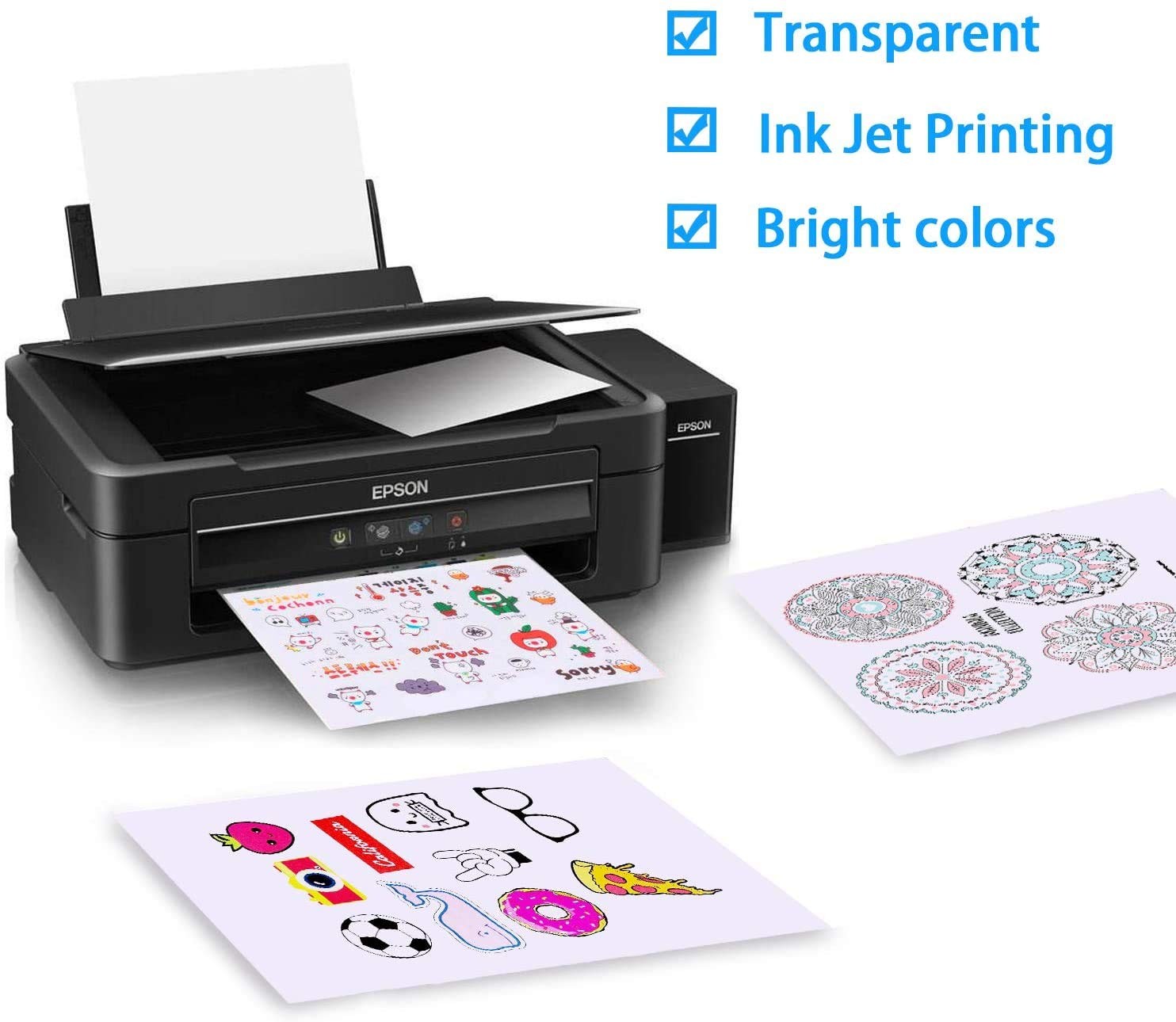 Printable Transparent Sticker Paper 8.5×11″ 25 Sheets for Inkjet Printers