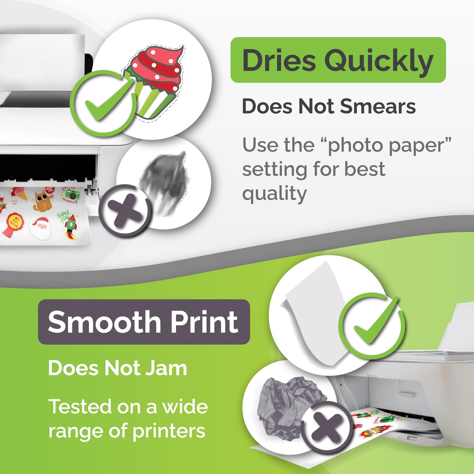 Premium Printable Vinyl Sticker Paper for Inkjet Printer – 34 Sheets Self-Adh…
