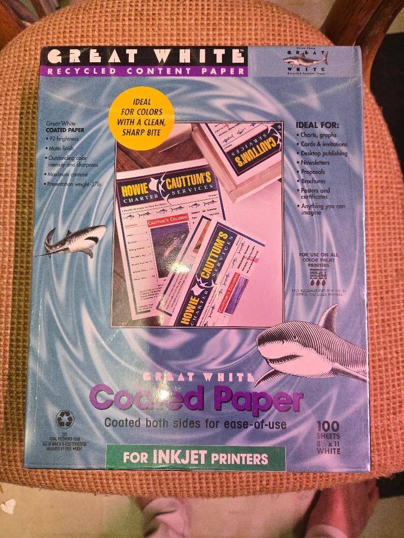 GREAT WHITE INKJET PAPER 200 SHEETS UNCOATED 24/100 SHEETS COATED 92 BRIGHTNESS