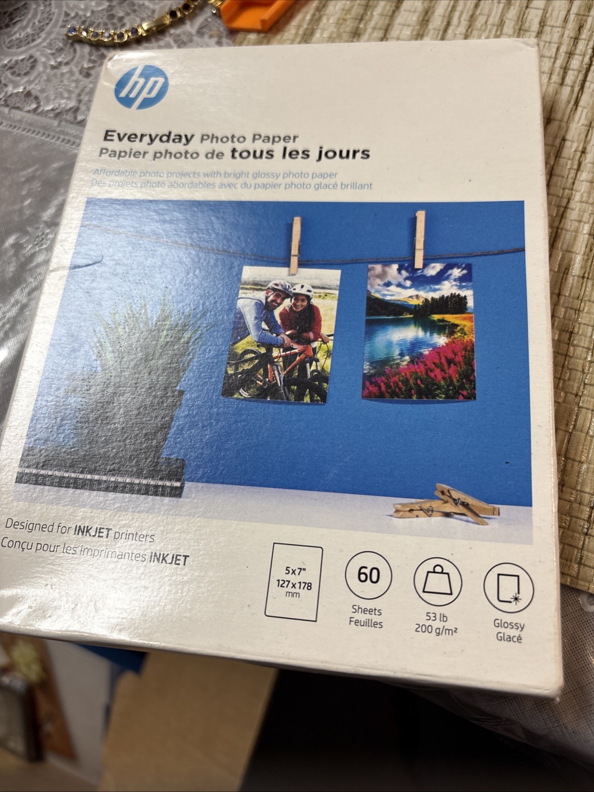 NEW HP Everyday Photo Paper 5×7 Glossy 60 Sheets Sealed in Original Packaging