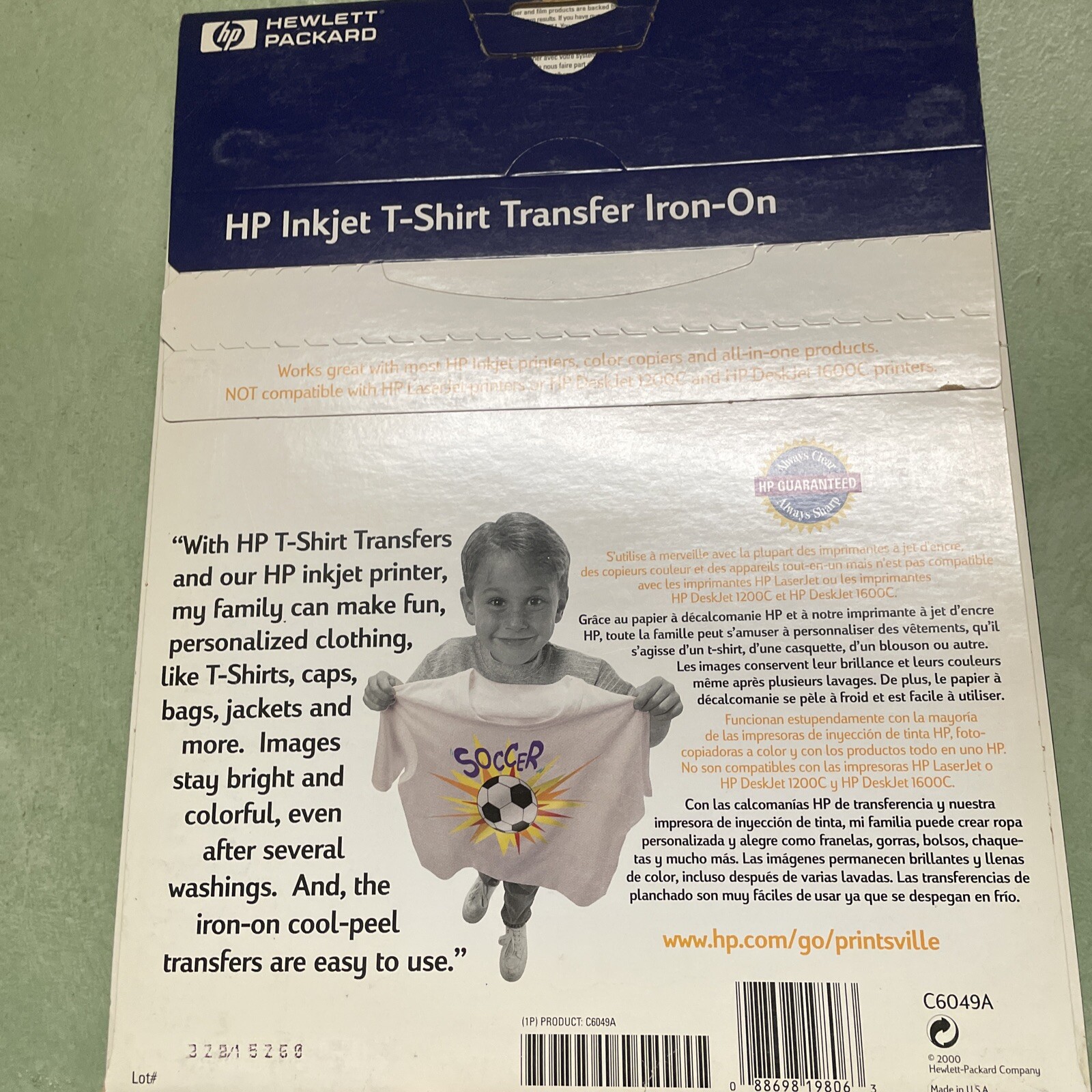 New Sealed HP Inkjet T-Shirt Transfer Iron-On Cool Peel Easy Remove NW 10 Sheets