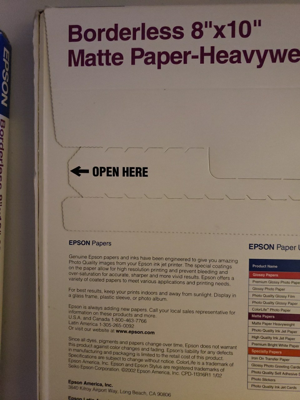 Lot Of 2 Epson Matte Paper (2) Packs 50 Sheets 8.5″ x 11″ New Sealed Ships Fast