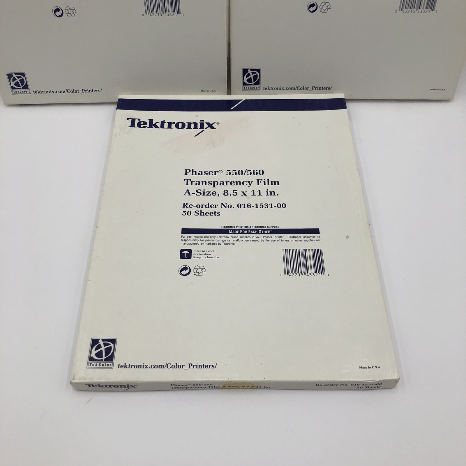 Tektronix Phaser 560 Transparency Film A-Size 8.5×11” Three Boxes Open Box
