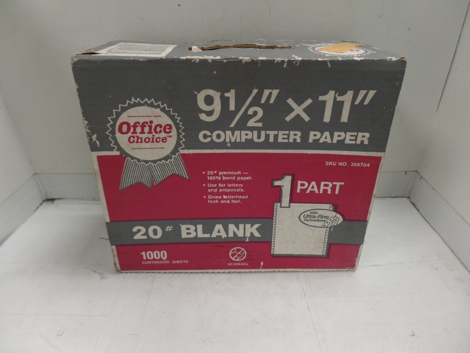 OFFICE CHOICE #20 Blank 1000 Continuous Sheets 9.5″x11″ Computer Paper #368704