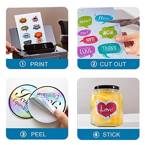 Printable Vinyl Sticker Paper A4 Size Holographic Glossy Self-Adhesive