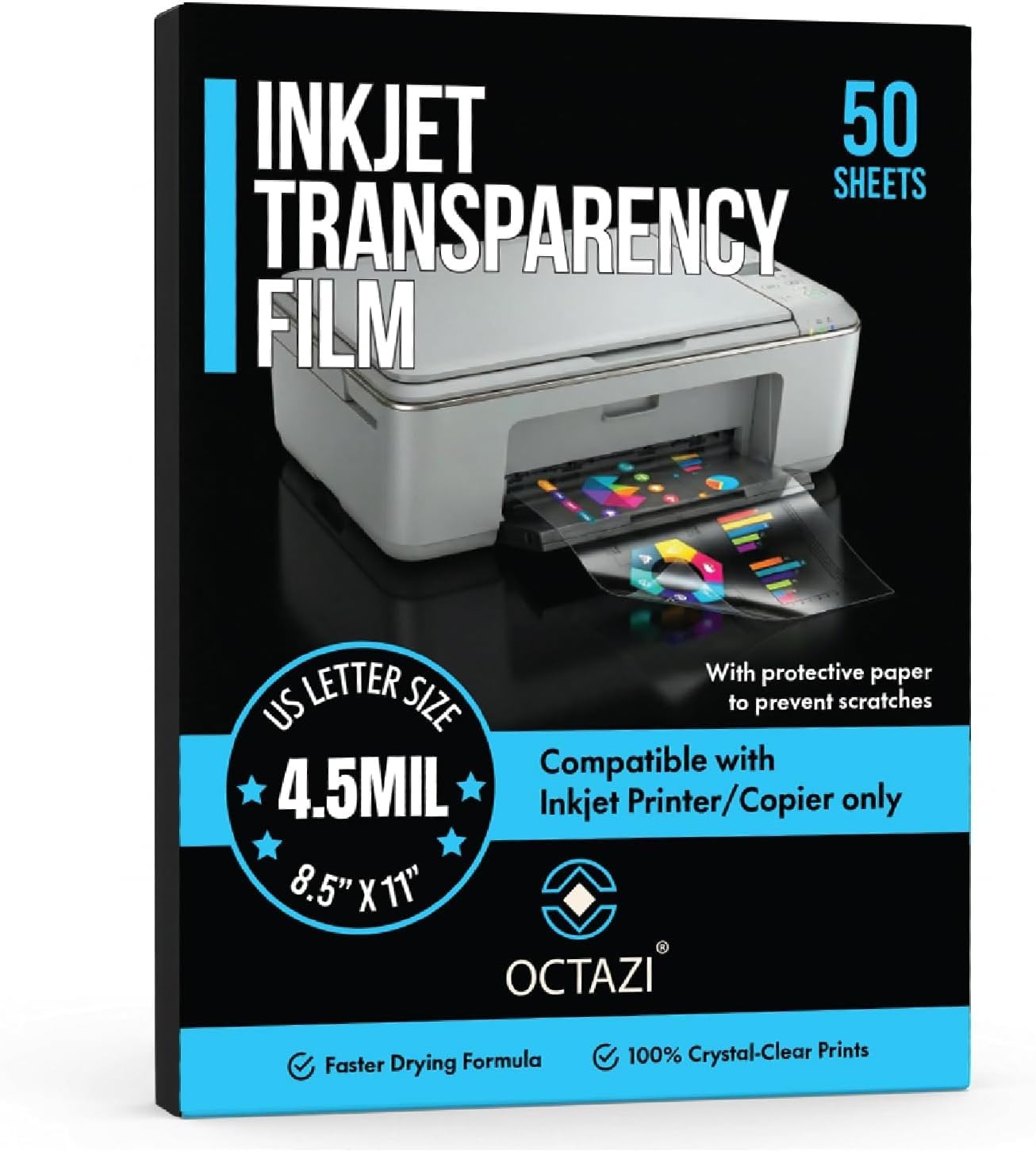 Inkjet OHP Transparency Film Sheets 8.5 × 11 Inch (Letter Size) 4.5 Mil – Cle…