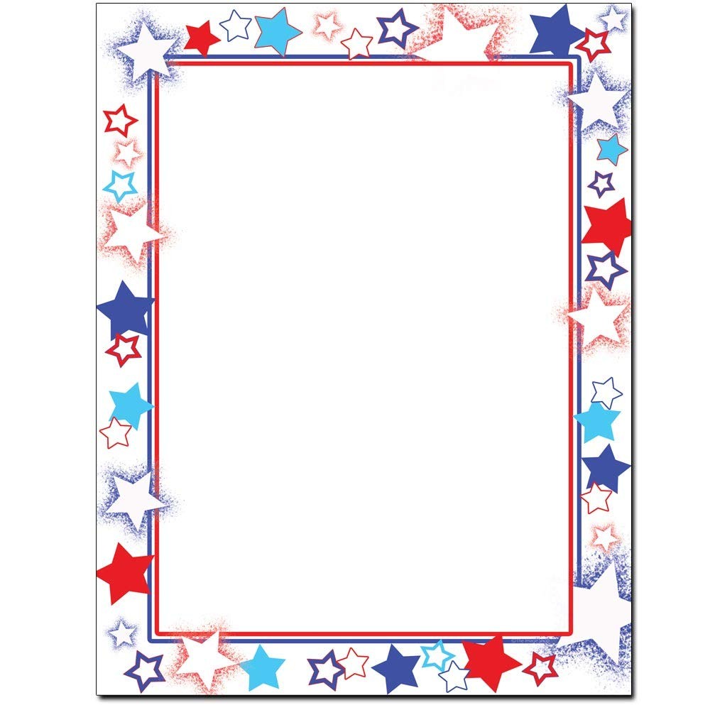 25 Sheets Patriotic Stars Letterhead, Laser, Inkjet Printer Paper, 8.5 x 11