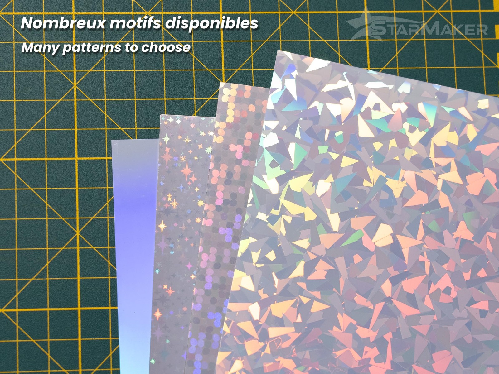 A4 x 10 Sheets Self Adhesive Vinyl, Holographic, with Plastic Film, Adhesive…