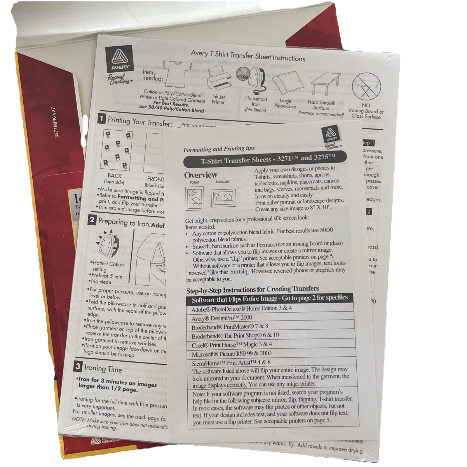 Avery Ink Jet T-shirt Transfers, 6 Sheets Iron-on 3271