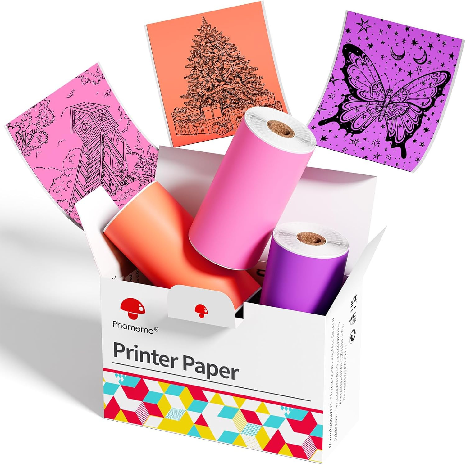 Colorful Thermal Sticker Paper T02/M02X/Y02C/Q02 Pocket Printer, Black Character