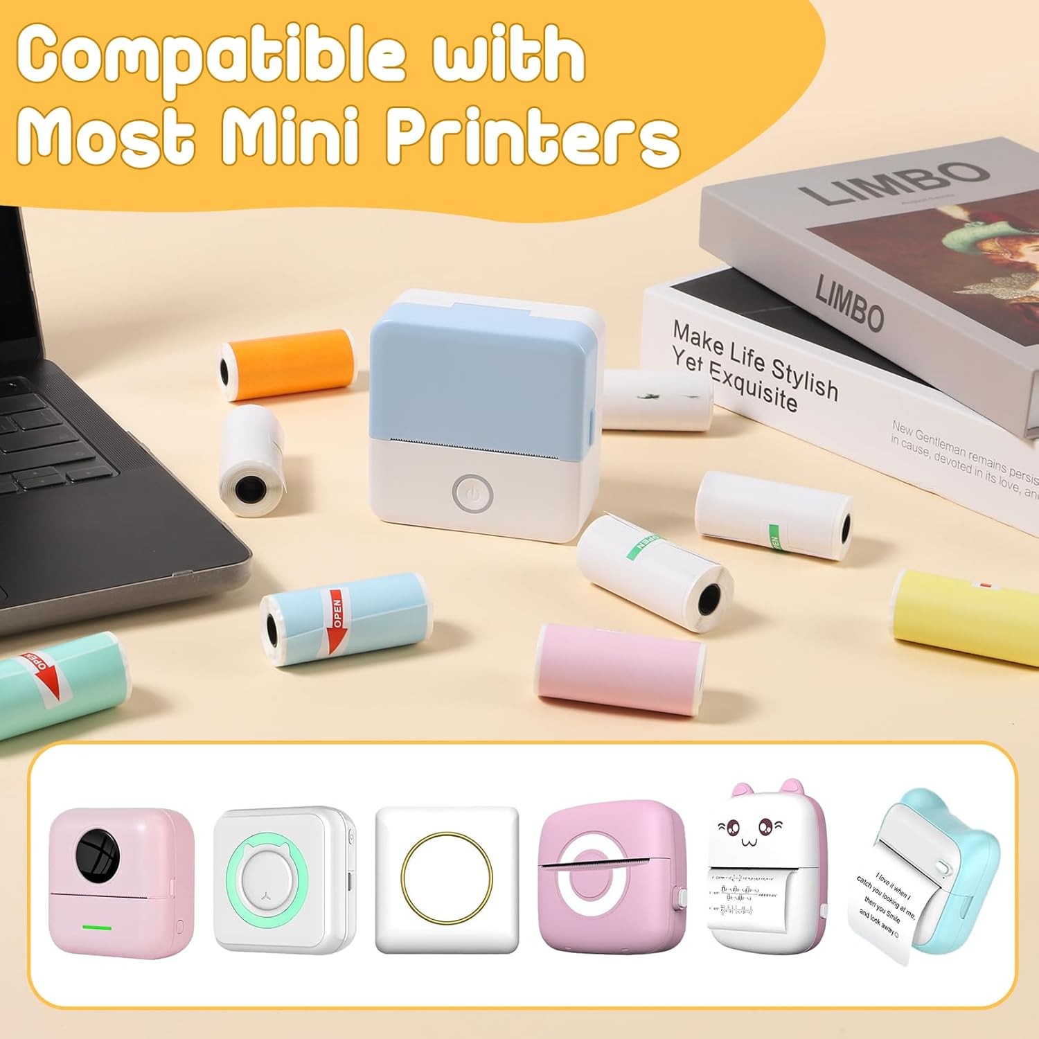 10 Rolls Print Pods Printing Paper, 57 X 25mm Inkless Self-Adhesive Printable St