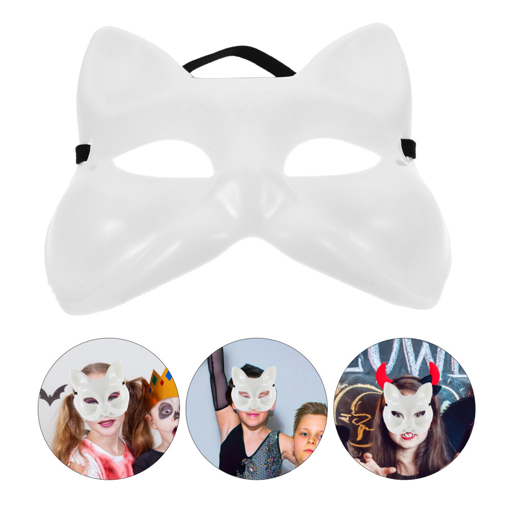 4PCS Blank Masks DIY White Mask Fox Unpainted Animal Masquerade Costume