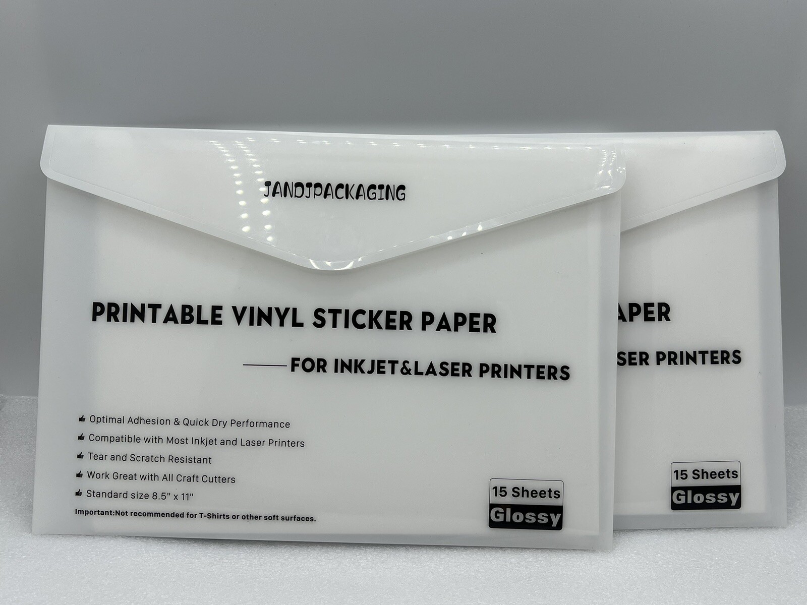 Printable Vinyl Sticker Paper for Inkjet/Laser Printer 8.5×11″ 30 Glossy Sheets
