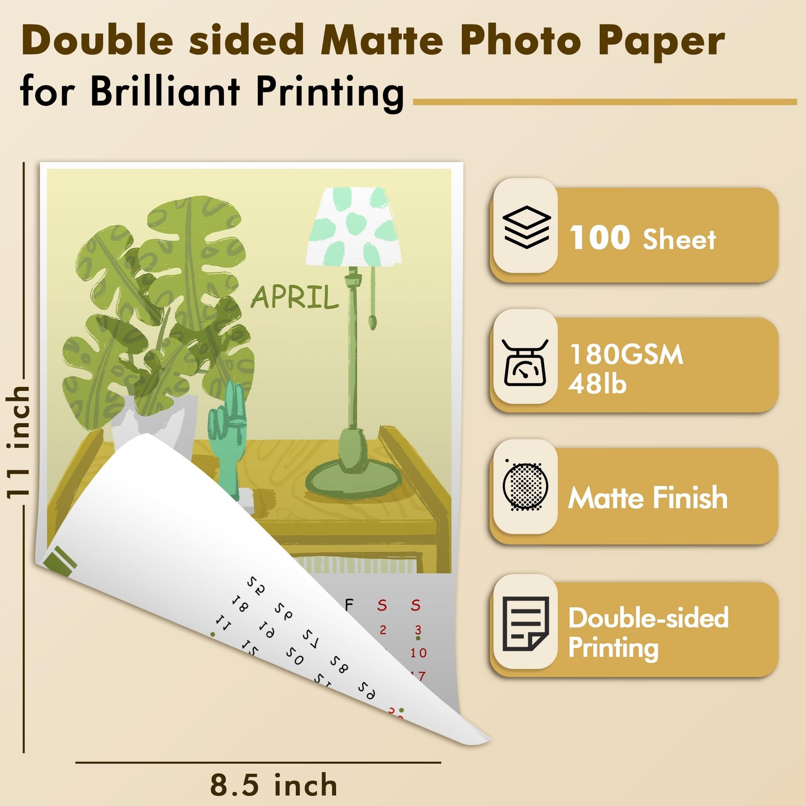 Koala Photo Paper DoubleSide Matte Inkjet Presentation Sheet 8.5×11 In 100 Pcs