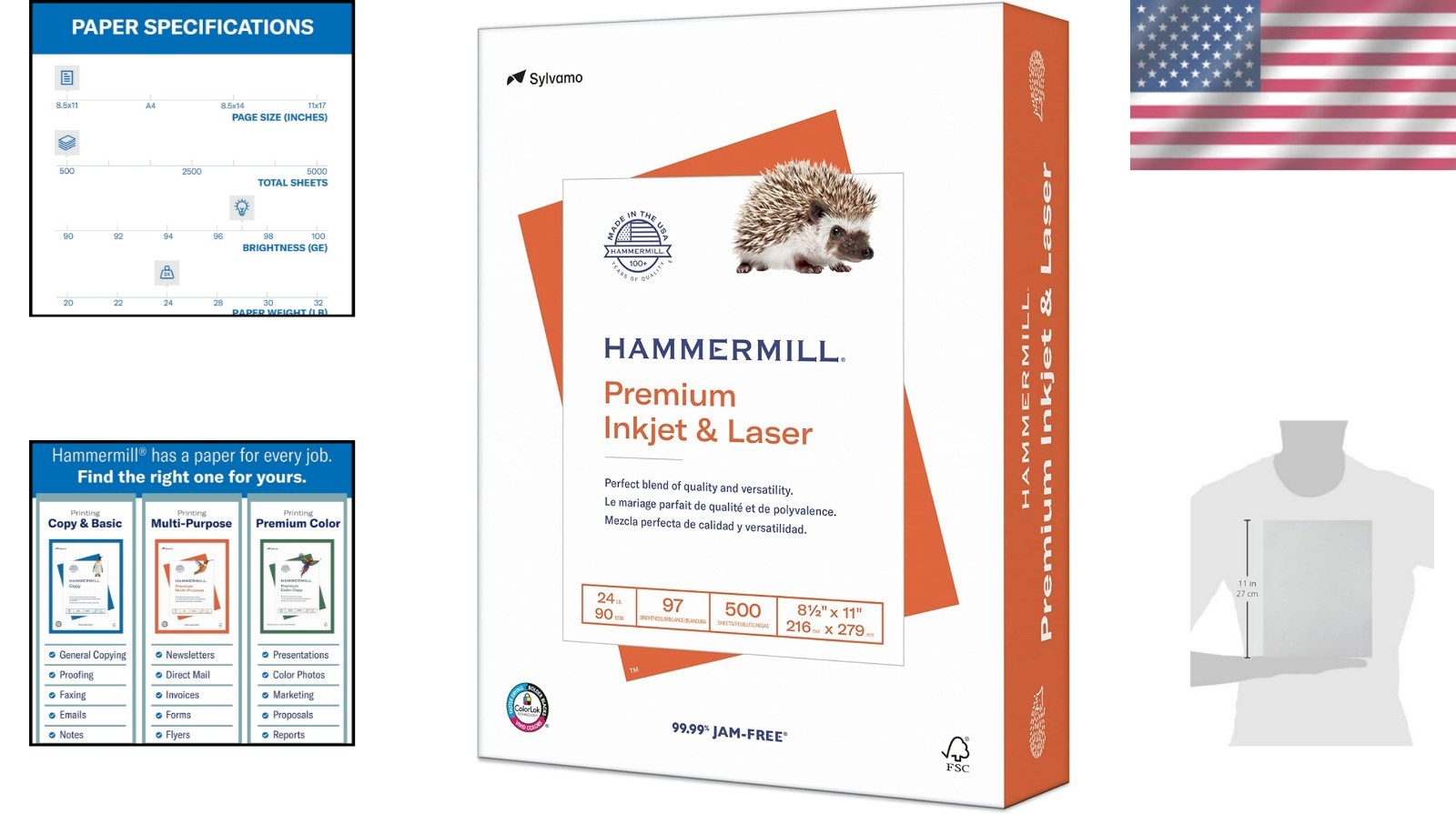 24lb Printer Paper – 500 Sheets, 8.5×11, ColorLok Technology, 97 Bright