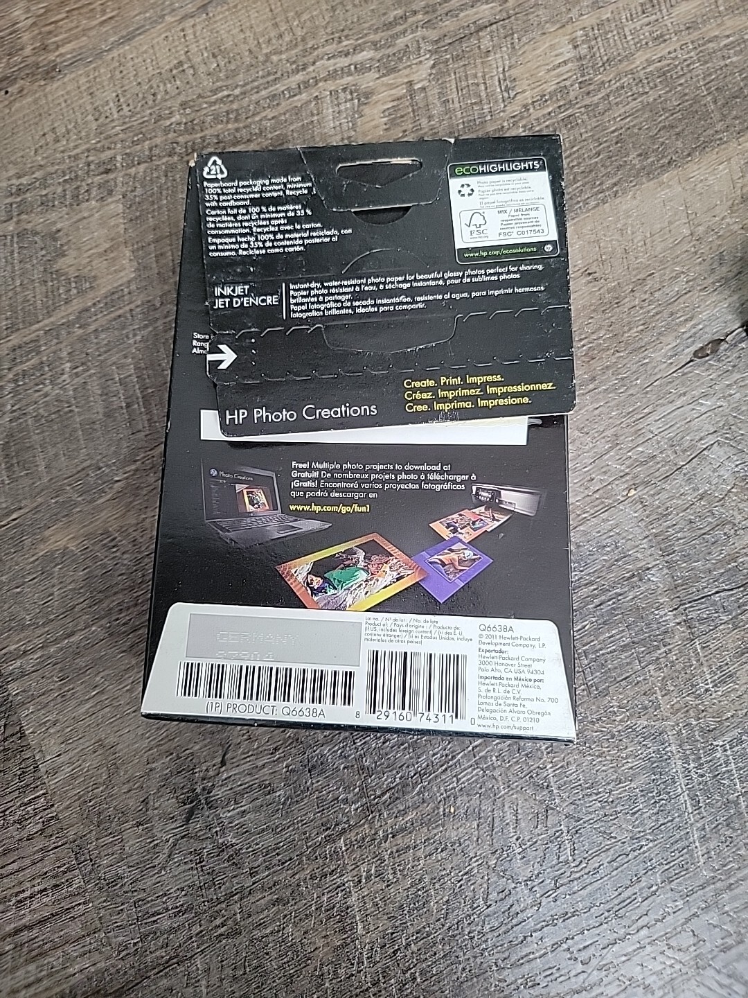 HP Photo Paper Advanced Glossy Q6638A 100 4×6 Sheets Per Pack New Sealed