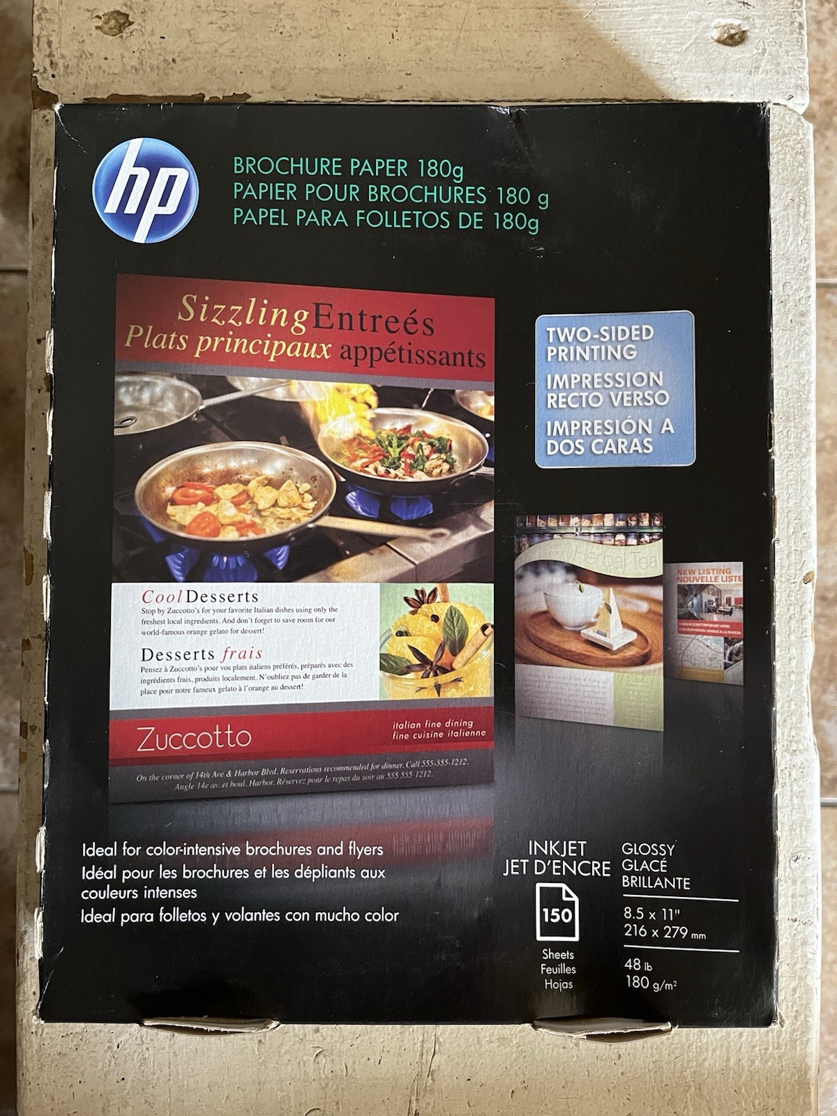 HP Inkjet Brochure Paper 98 Bright 48lb 8.5 x 11 White 150/Pack Q1987A 2-Sided
