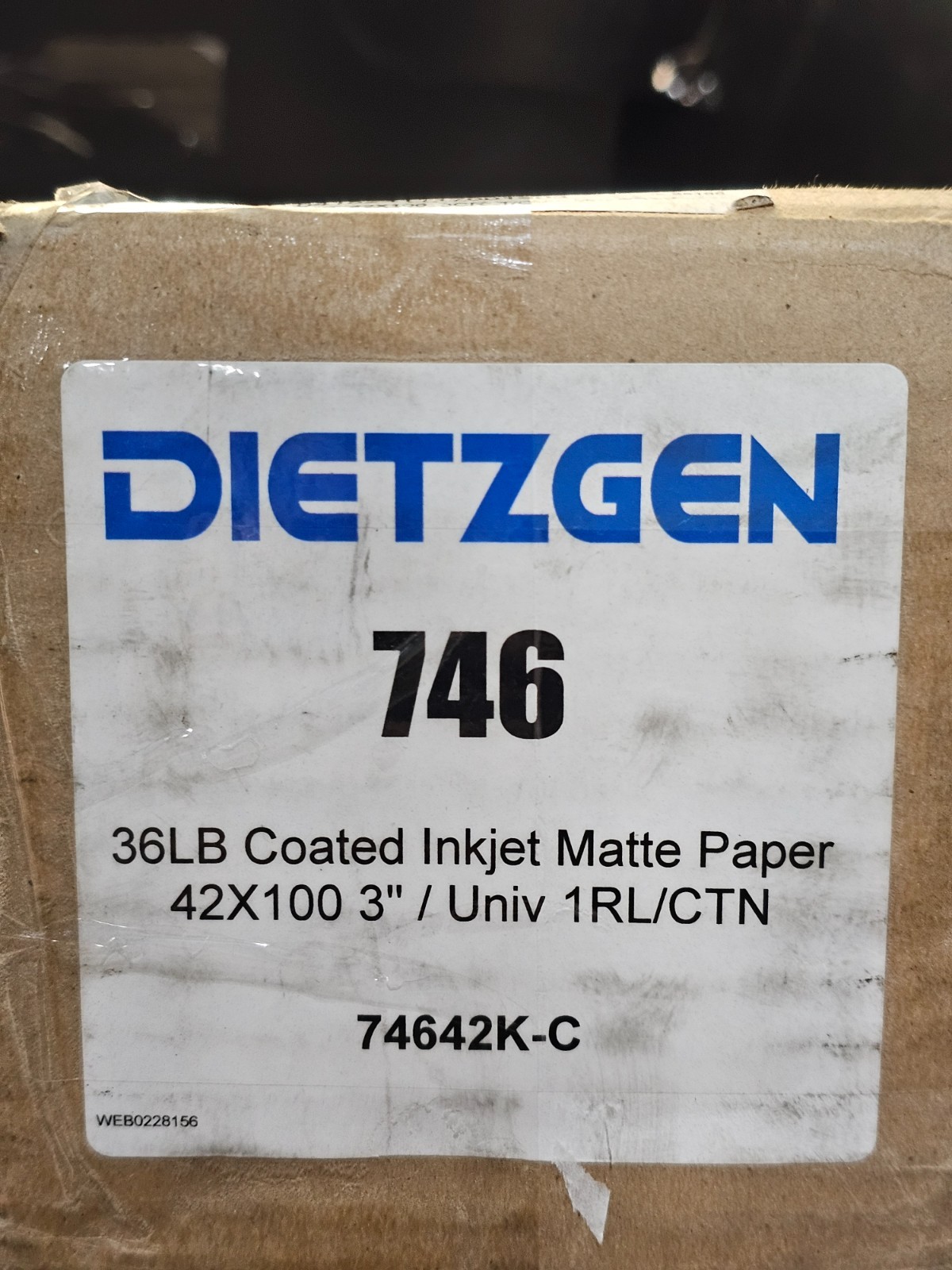 Dietzgen 74642K-C 42″ x 100′ 36 lb Inkjet Coated Bond Paper Matte Finish