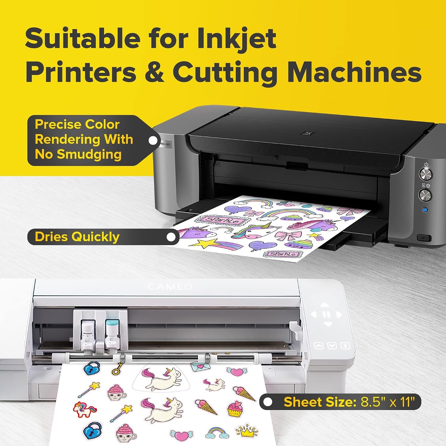 Vinyl Sticker Paper, Glossy Printable Vinyl Sticker Paper for Inkjet Printer,…