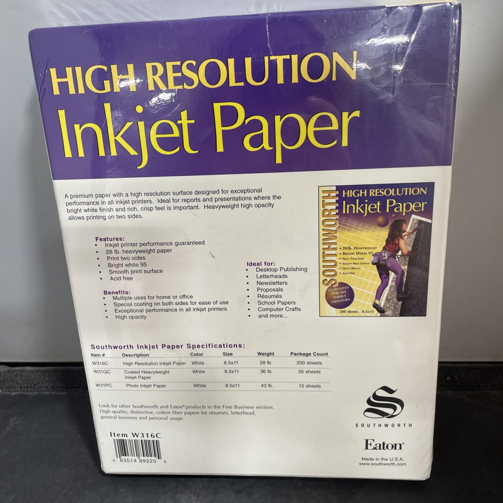 Southworth High Res Inkjet Paper 200 Sts 28 lb Hvywht Bright White 95 8.5 x 11