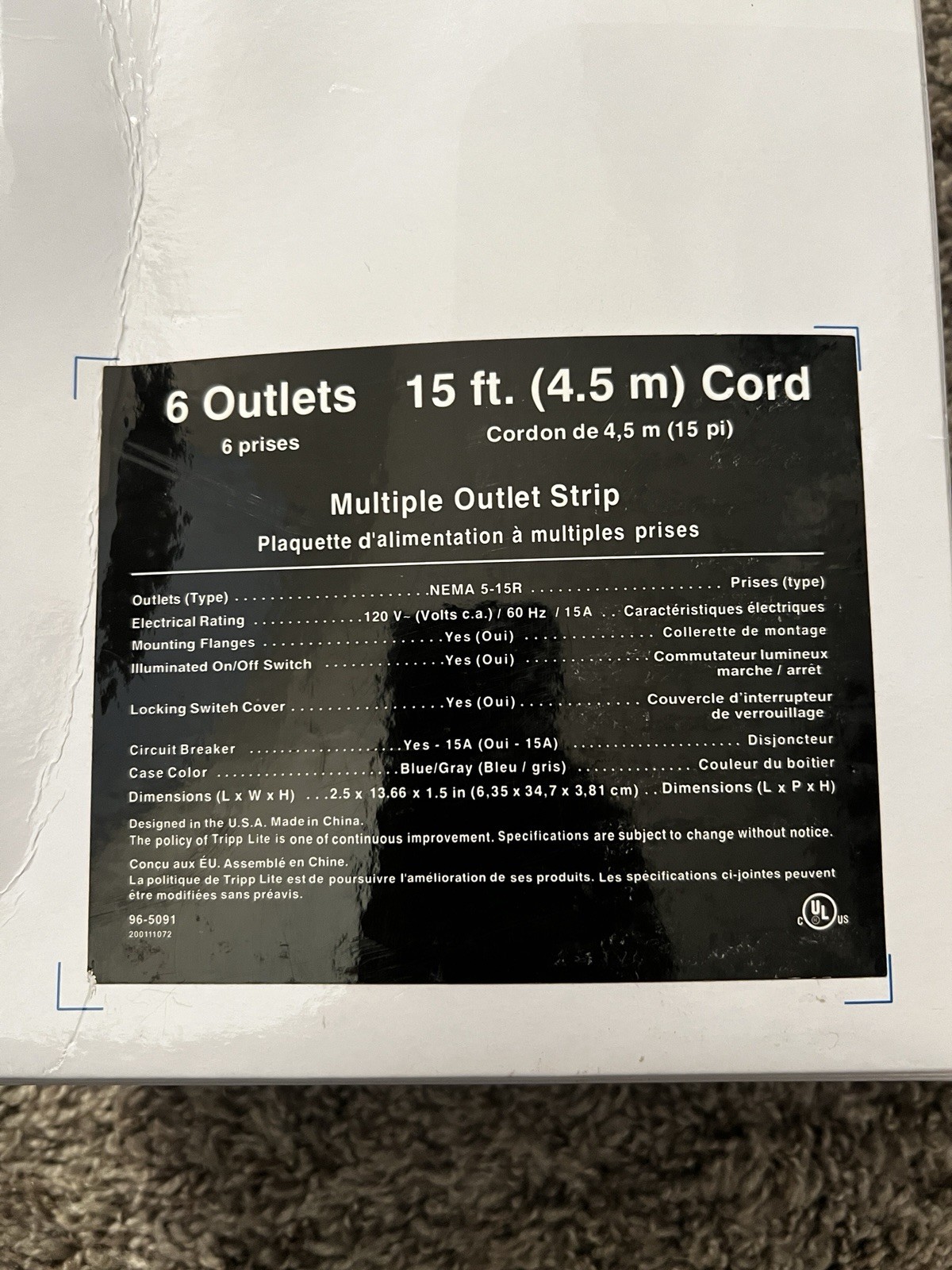 Tripp Lite Series Industrial Power Strip, 6-Outlet, 15 ft Cord
