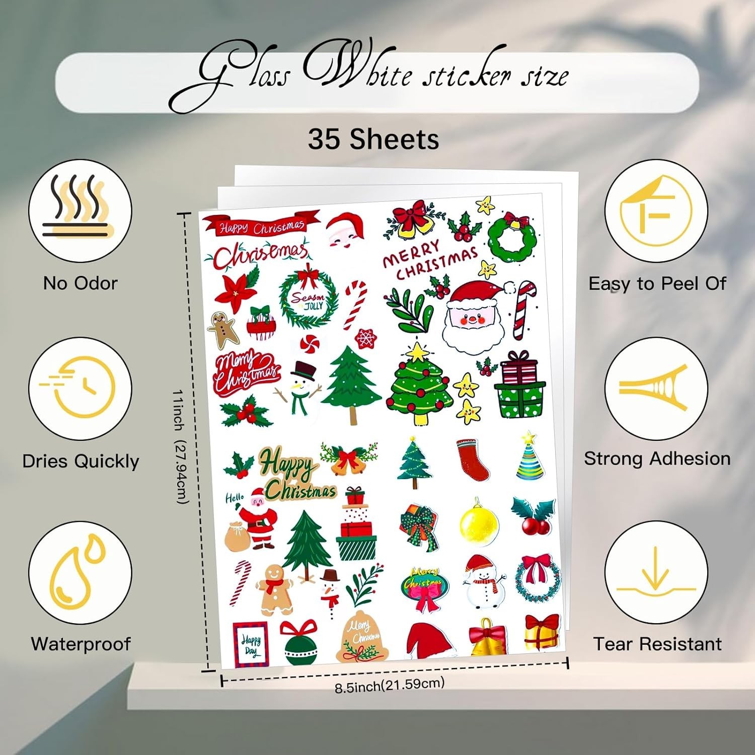 Printable Vinyl Sticker Paper for Inkjet Printer – 35 Sheets Glossy White – 8…