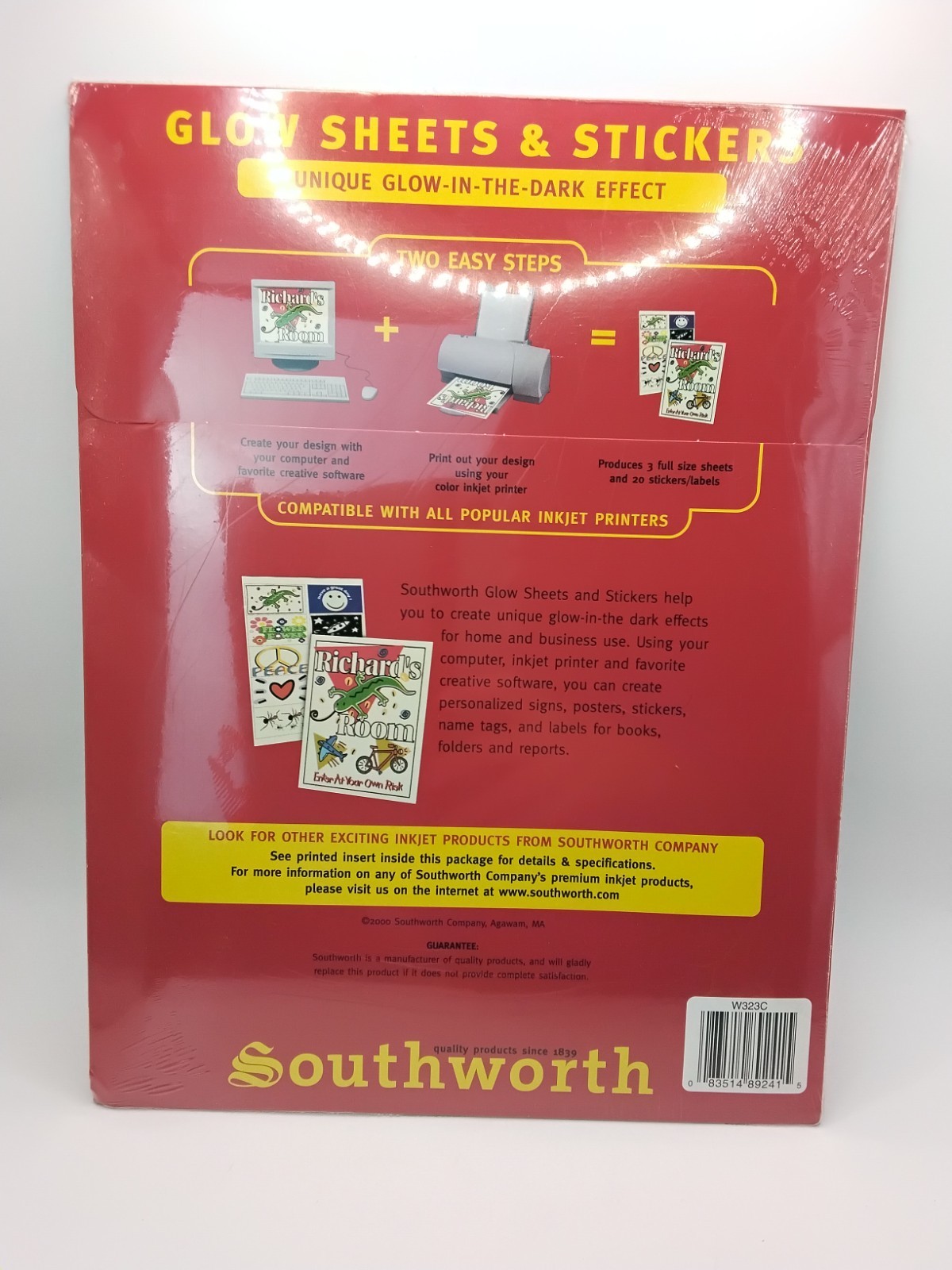 New Glow sheets & Stickers InkJet printable repositionable 5 Sheets