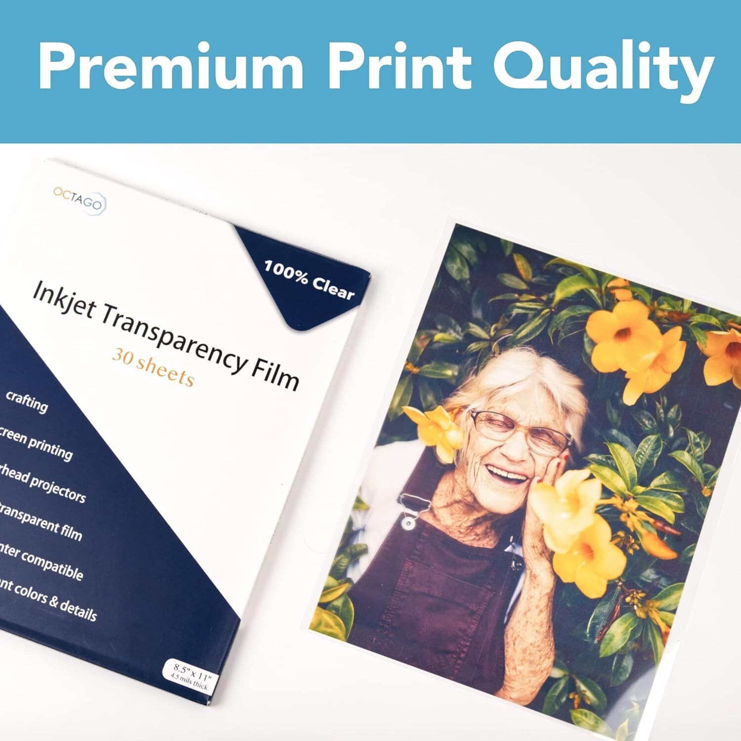 Transparent Inkjet Printer Film – 30 Sheets, Ideal for Stencils & Scrapbooking