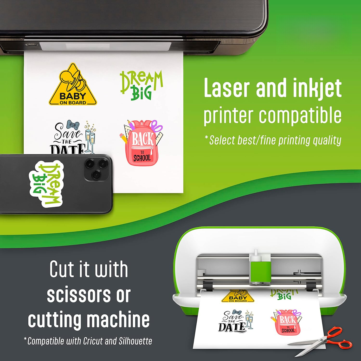 Printable Vinyl Sticker Paper for Inkjet Printer-25Sheets Matte White Waterproof