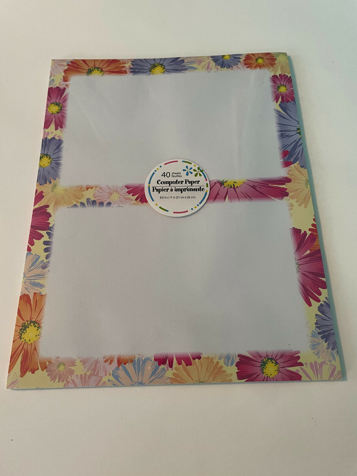 Very Pretty Colorful Forty Sheets Of Flower Computer Paper 8.5 Inches X 11 Inch