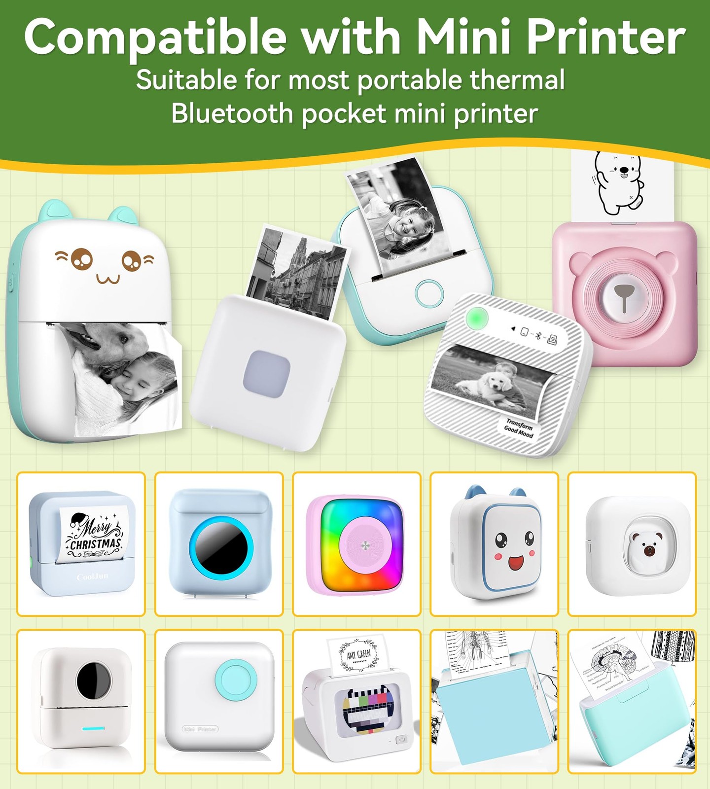 6 Roll Mini Sticker Printer Photo Paper, 57 X 30Mm Thermal Printer Pap