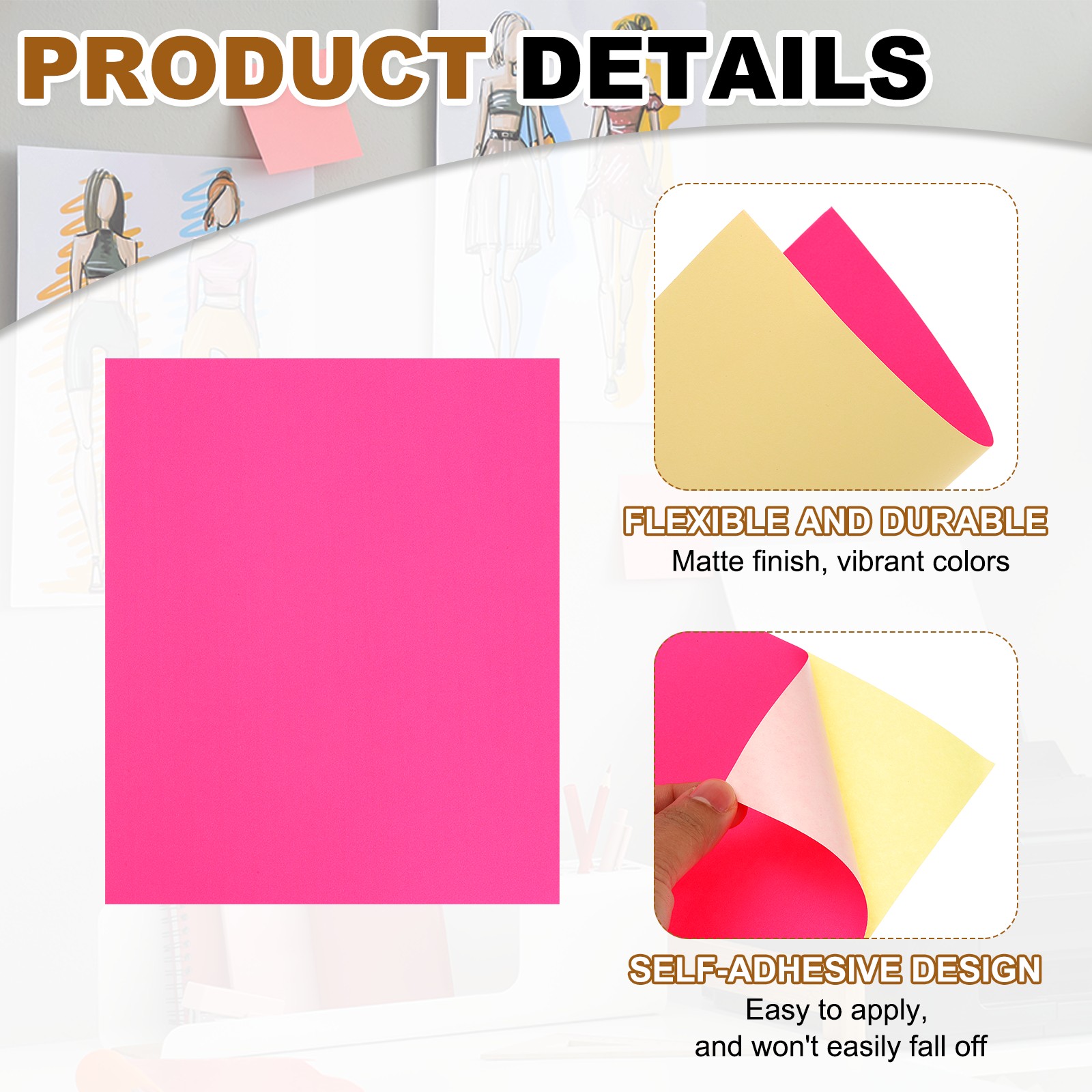 50 Sheets A4 Printer Stickers, 50 Pieces, Red Pink Label Paper