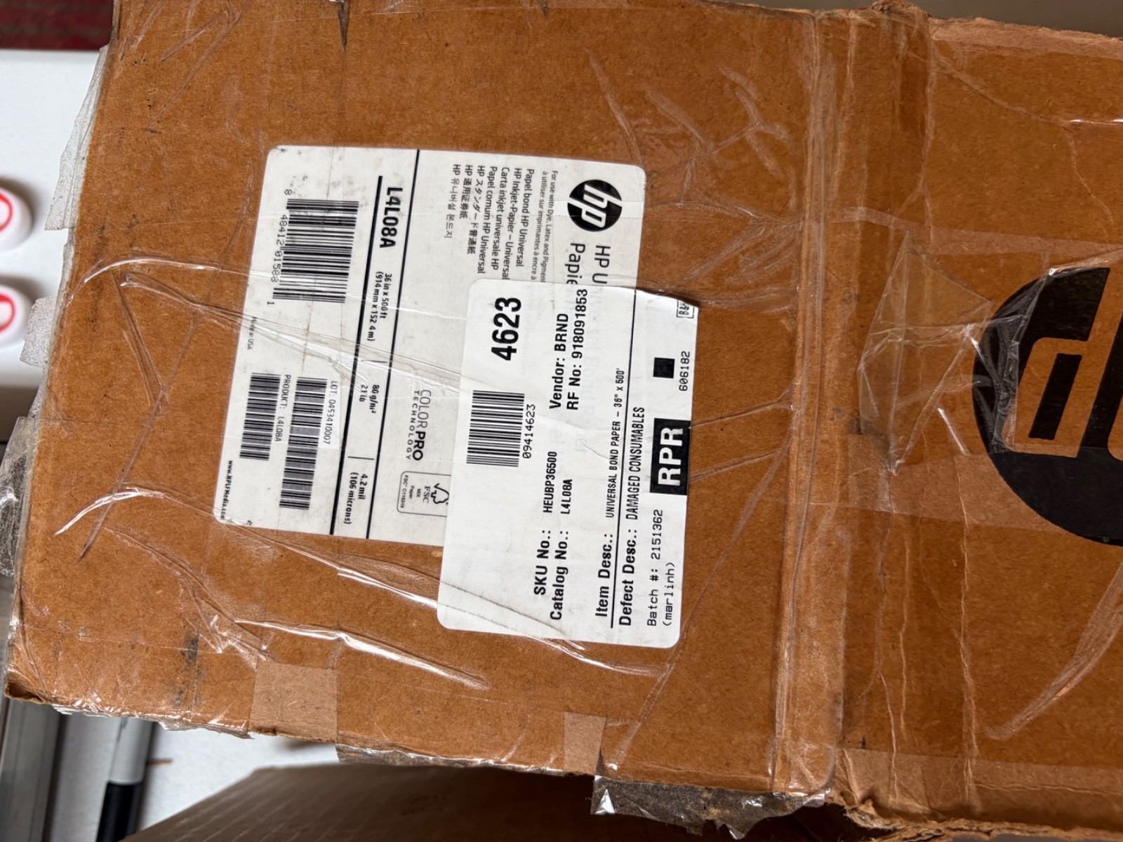 As-is HP Universal Bond Matte Paper Roll – 36 Inches X 500 Feet – 4.2 L4L08A