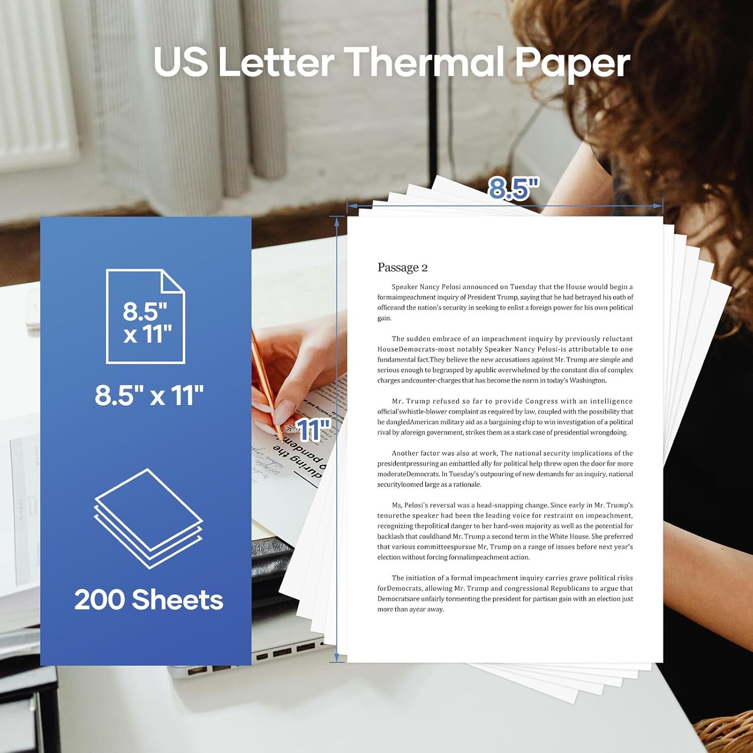 200 Sheets 8.5″x11″A4 Thermal Paper US Letter Size for M08F MT800 PJ762 PJ763MFi
