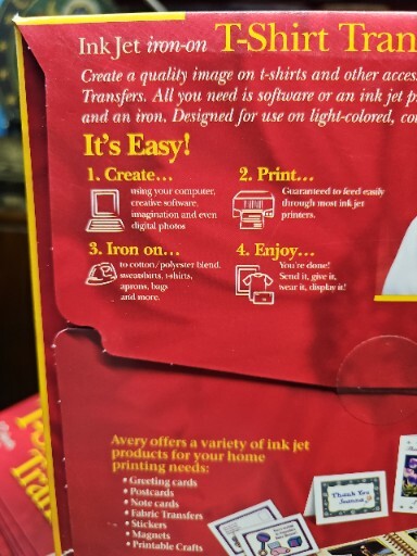 22 Avery Fabric Transfers Inkjet Printers 8 1/2 x 11 White 12 Packs 264 Pieces