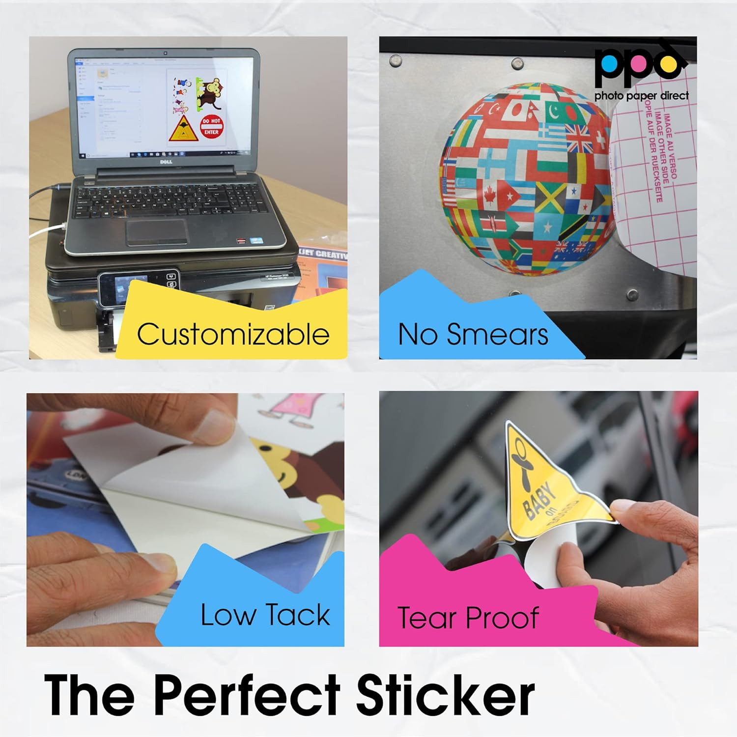 PPD Printable Vinyl Sticker Paper for Inkjet Printer, Matte Sticker Paper 8.5 X