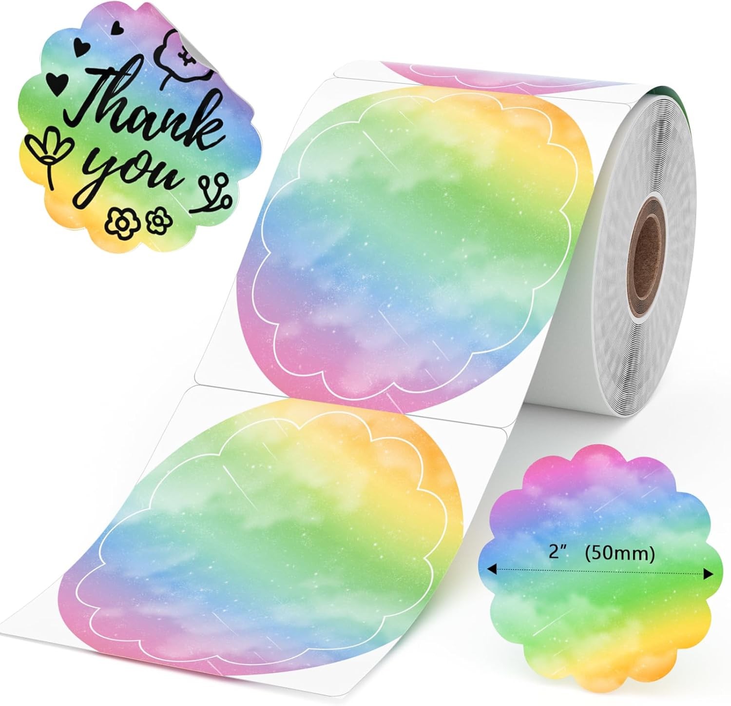 Phomemo 2″ Rainbow Color Thermal Label for Shipping Label Printer 500 Label/Roll