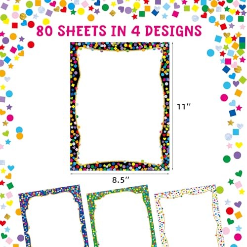 80 Sheets Colorful Stationary Paper Dots Decorative Letterhead Papers for