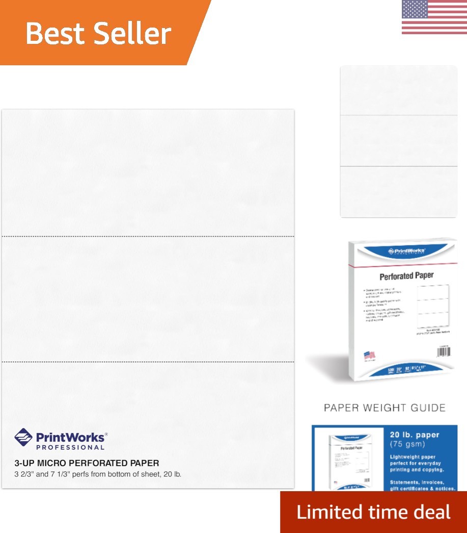 500 Sheets of 3-Part Perforated Paper – Ideal for W-2 & 1099 Forms