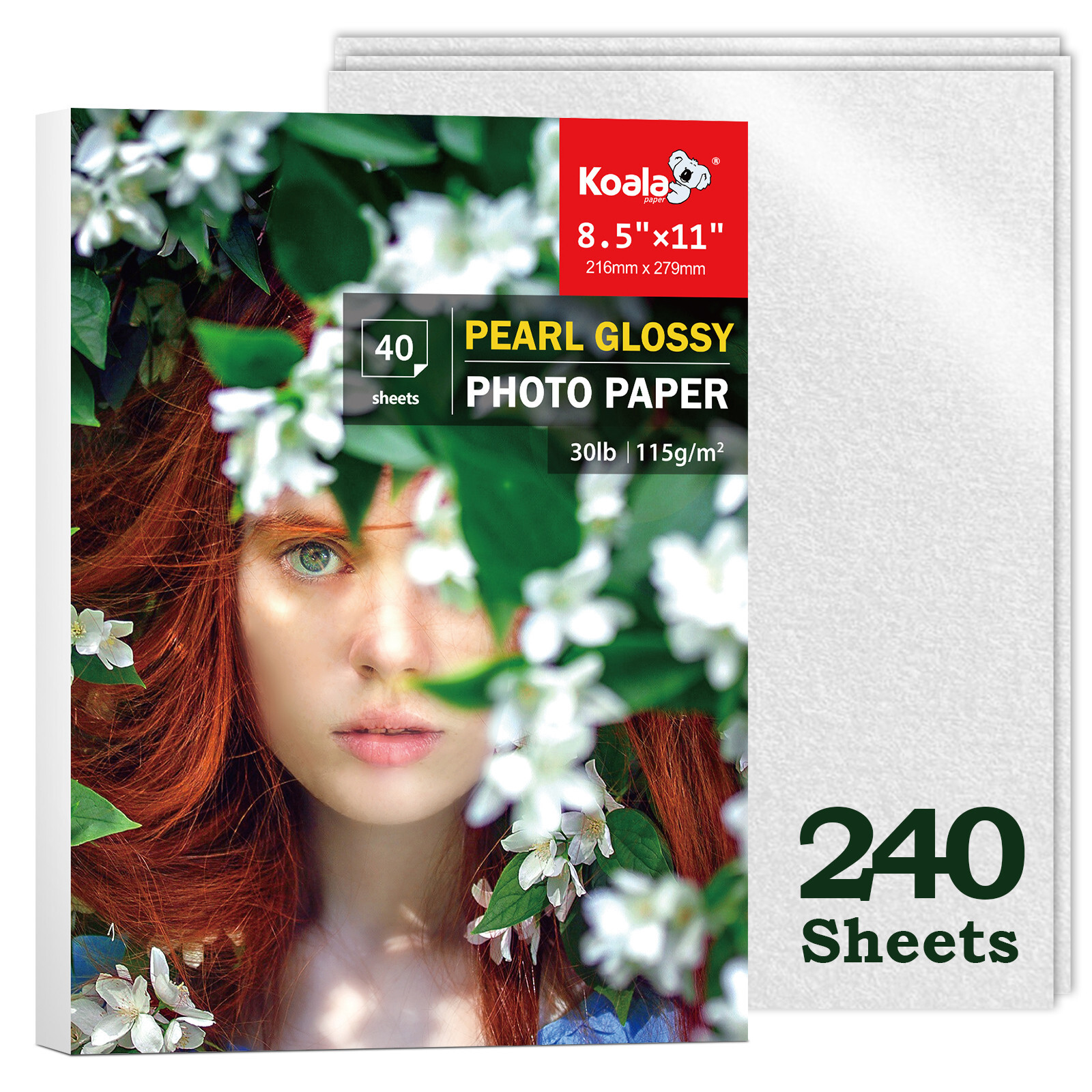 Lot 240 Sheets Koala Pearl Photo Paper 8.5×11 Glossy 30lb Inkjet + Laser Printer