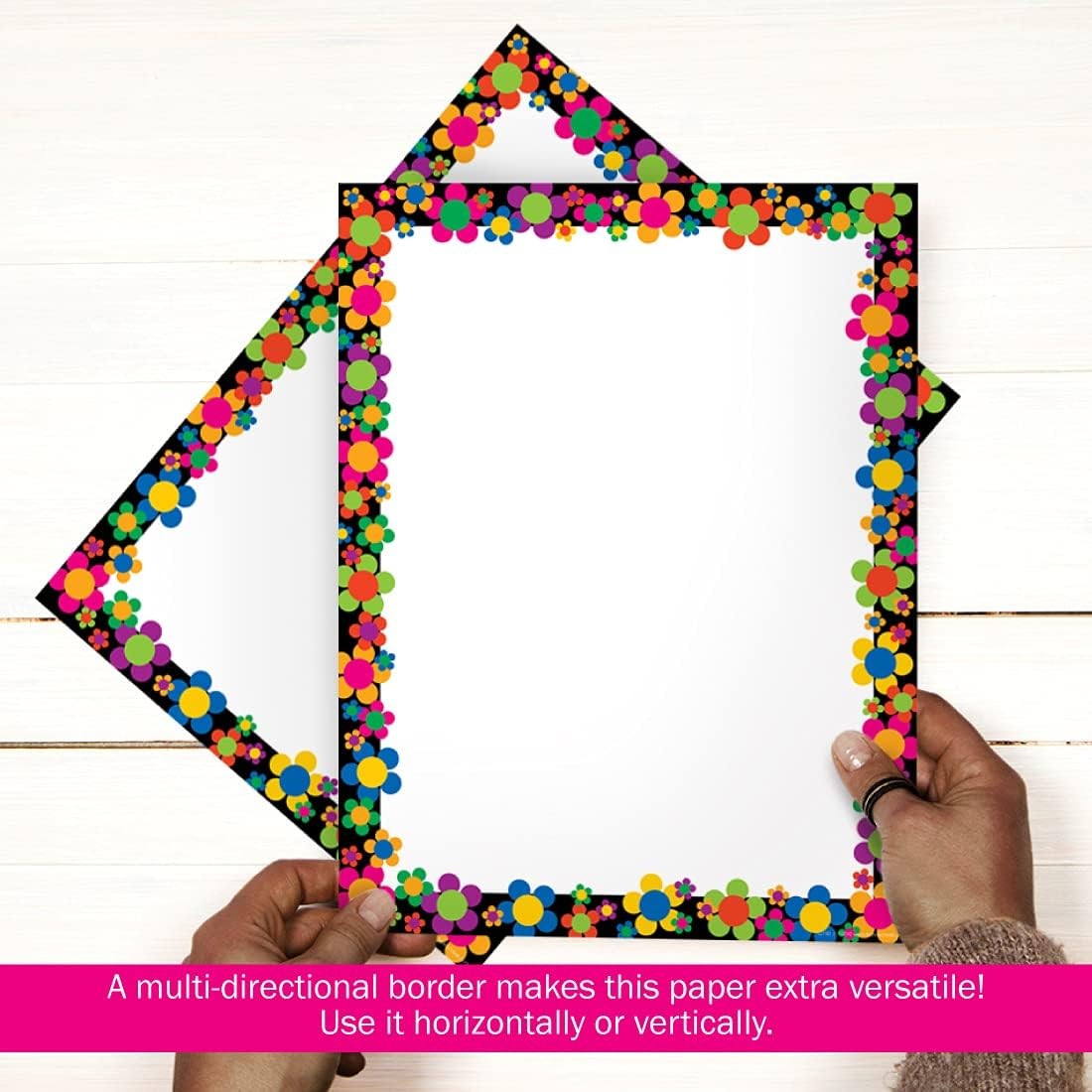 Designer Computer Paper, Neon Flower Power, 8.5” x 11”, Decorative Printer