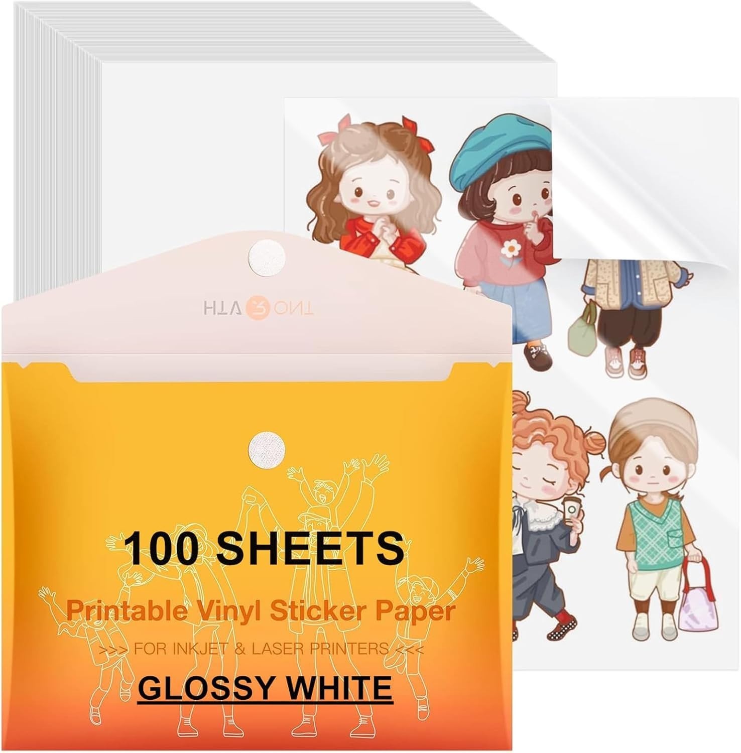 Printable Vinyl Sticker Paper, 100 Sheets Glossy Waterproof Sticker Paper For…