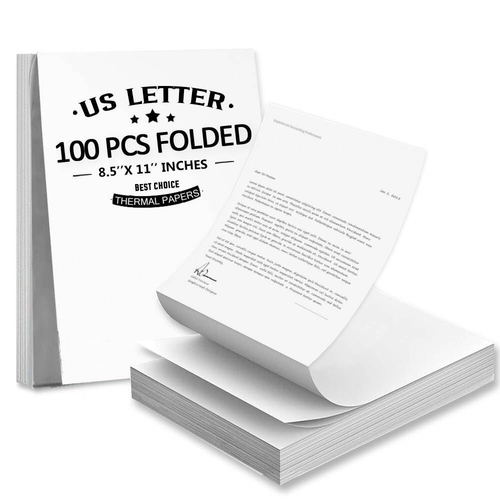 100 Sheets Thermal Printer Paper 8.5 X 11 Inch US Letter Size Thermal Paper