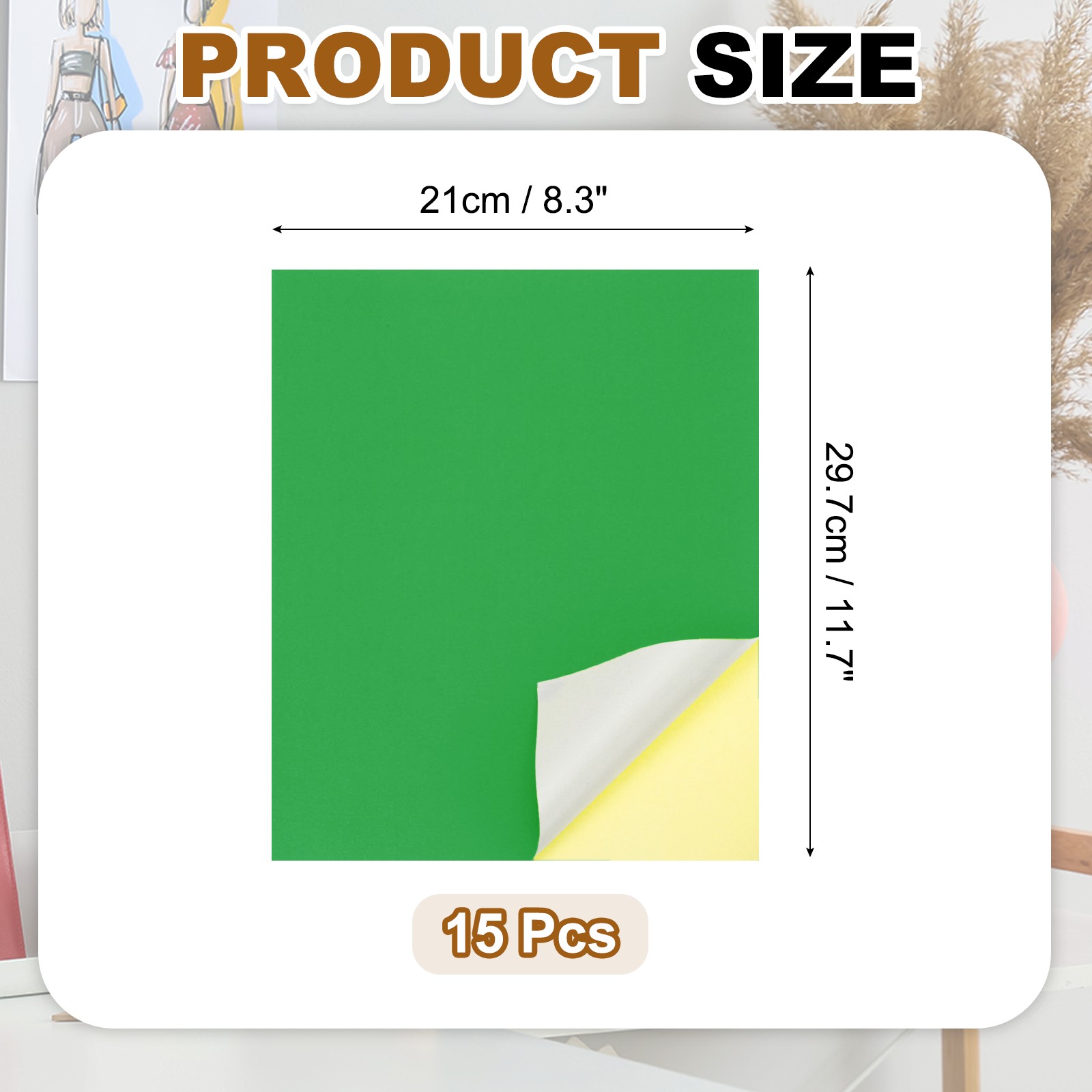 15 Sheet Printer Self Adhesive Paper, Green