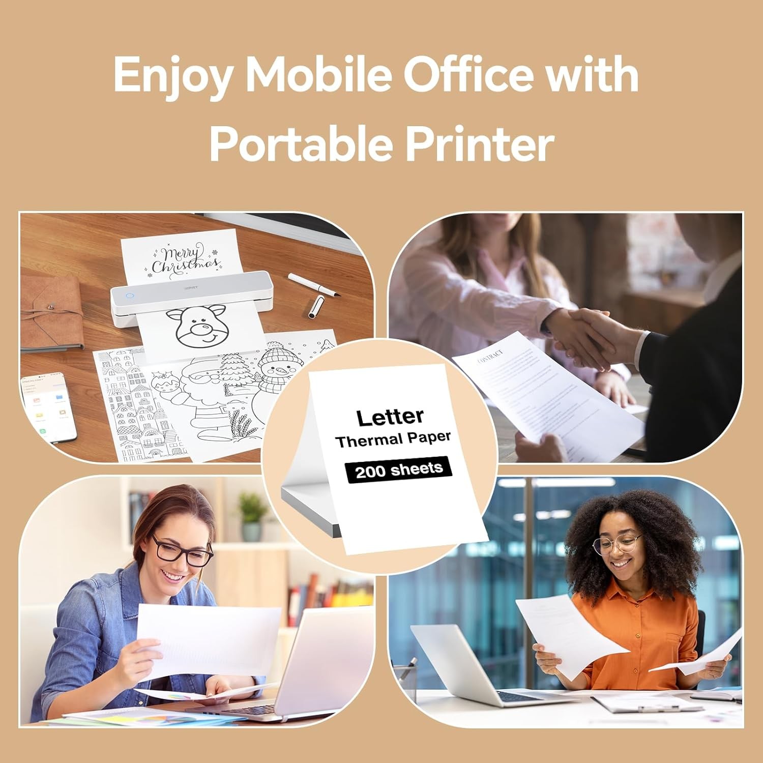 200 Sheets Folding Thermal Paper Thermal Printer Paper 8.5 X 11 Portable Printer