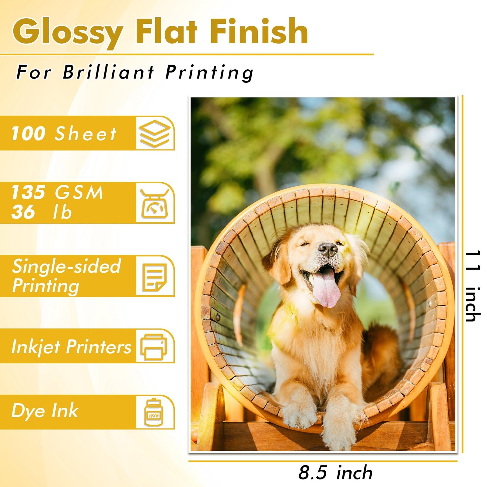 100 Sheets Koala 8.5×11 Inch Glossy Thin Inkjet Printer Paper 36LB Dye Ink